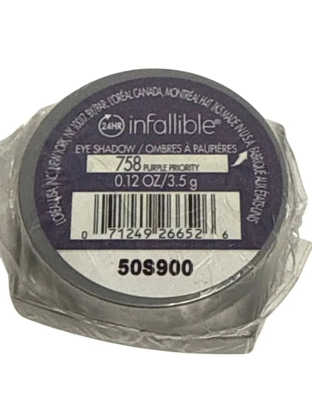 L'Oréal Infallible 24HR Eye Shadow 758 Purple Priority 0.12 oz New Sealed
